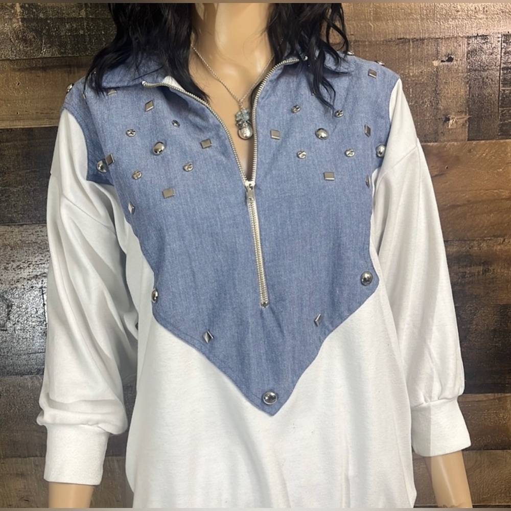 Bonnie & Bill By Holly Denim Studded Blouse